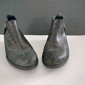 Eric Michael Snake Skin Silver Pewter Leather Heeled Ankle Boots Size 8